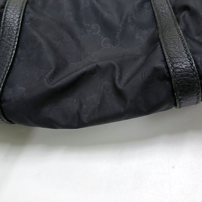 GUCCI GG Imprime Black Nylon Old Flower Single Shoulder Bag Handbag Crossbody Bag Silver Hardware Removable shoulder strap-(SKU)-958181512