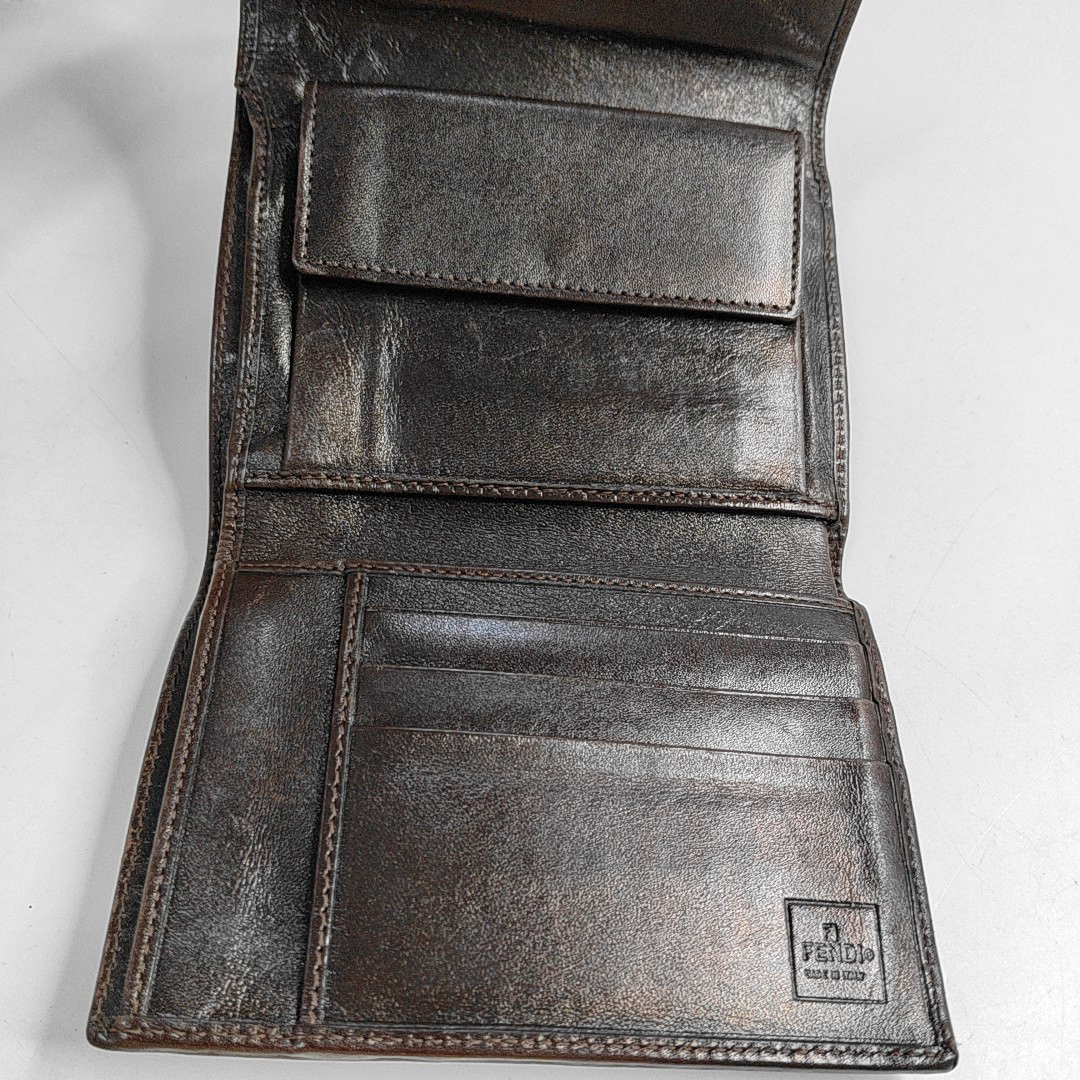 FENDI 棕色帆布双F钱包-(SKU)-960315050