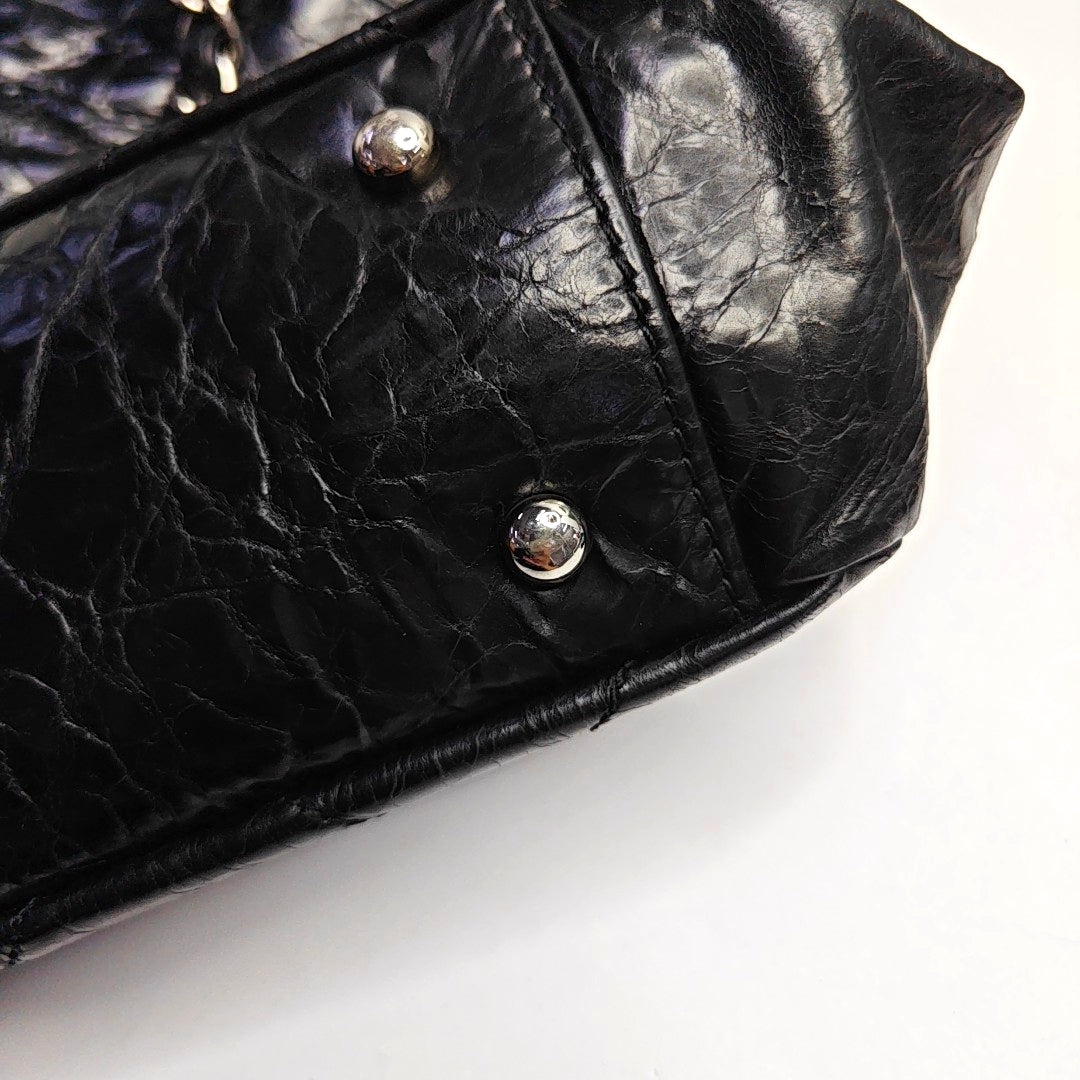 CHANEL PORTOBELLO Black Leather Diamond Quilted Single Shoulder Bag with Silver Hardware 13 opening-(SKU)-967525500