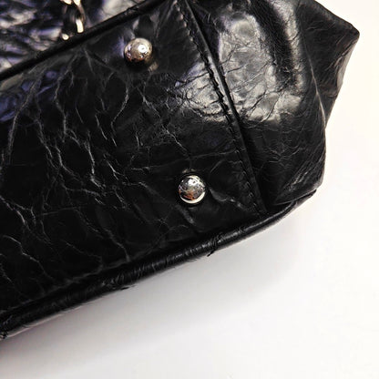 CHANEL PORTOBELLO Black Leather Diamond Quilted Single Shoulder Bag with Silver Hardware 13 opening-(SKU)-967525500