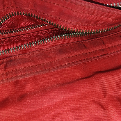 PRADA Red Nylon Single Shoulder Bag Silver Hardware Removable shoulder strap-(SKU)-939884646