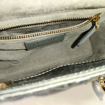 DIOR Lady Dior Mini Blue Satin Cannage Quilted Shoulder Bag Tote Bag Crossbody Bag Golden Hardware Removable Strap-(SKU)-970711343