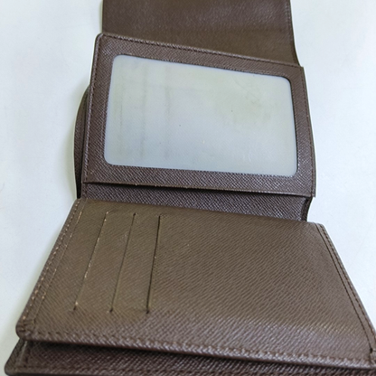 LOUIS VUITTON JOEY Brown Coated Canvas Checkered Wallet Golden hardware-(SKU)-959275247
