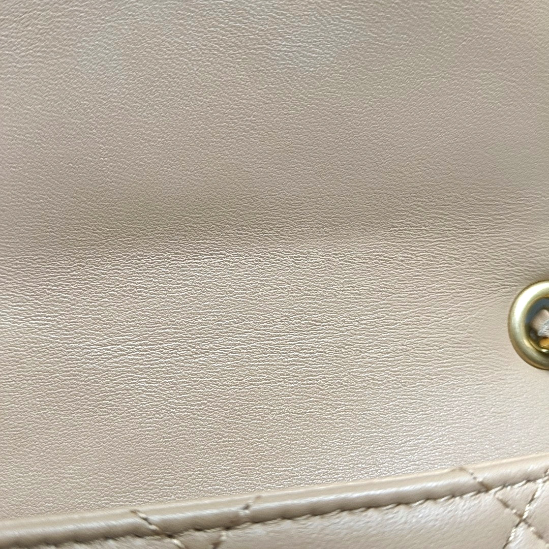 CHANEL CLASSIC FLAP Mini Khaki Lamb Leather Quilted Chevron Shoulder Crossbody Bag Golden Hardware-(SKU)-969262802