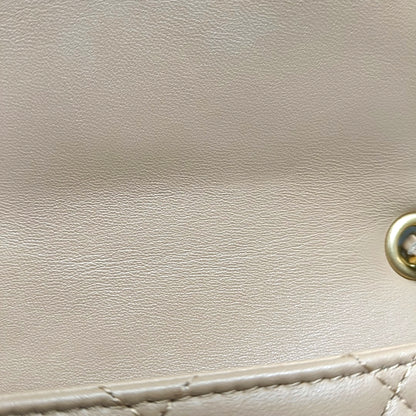 CHANEL CLASSIC FLAP Mini Khaki Lamb Leather Quilted Chevron Shoulder Crossbody Bag Golden Hardware-(SKU)-969262802