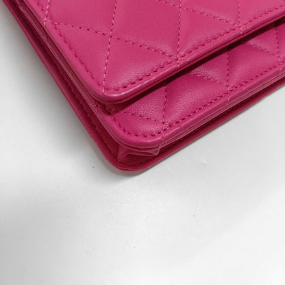 CHANEL WOC Pink Lamb Skin Quilted Single Shoulder Bag Crossbody Bag Golden Hardware-(SKU)-966775243