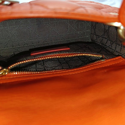 DIOR Lady Dior Mini Orange Lambskin Quilted Cannage Three Shoulder Bag, Crossbody Bag, Handbag with Detachable Strap-(SKU)-969826812