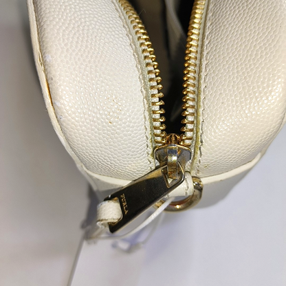 FURLA White Leather Studs Shoulder Bag Golden hardware Removable shoulder strap-(SKU)-939909071