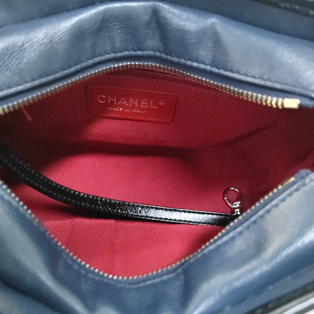 CHANEL GABRIELLE Small Dark Blue Quilted Leather Hobo Shoulder Bag Crossbody Bag Tote with Detachable Strap-(SKU)-966423917
