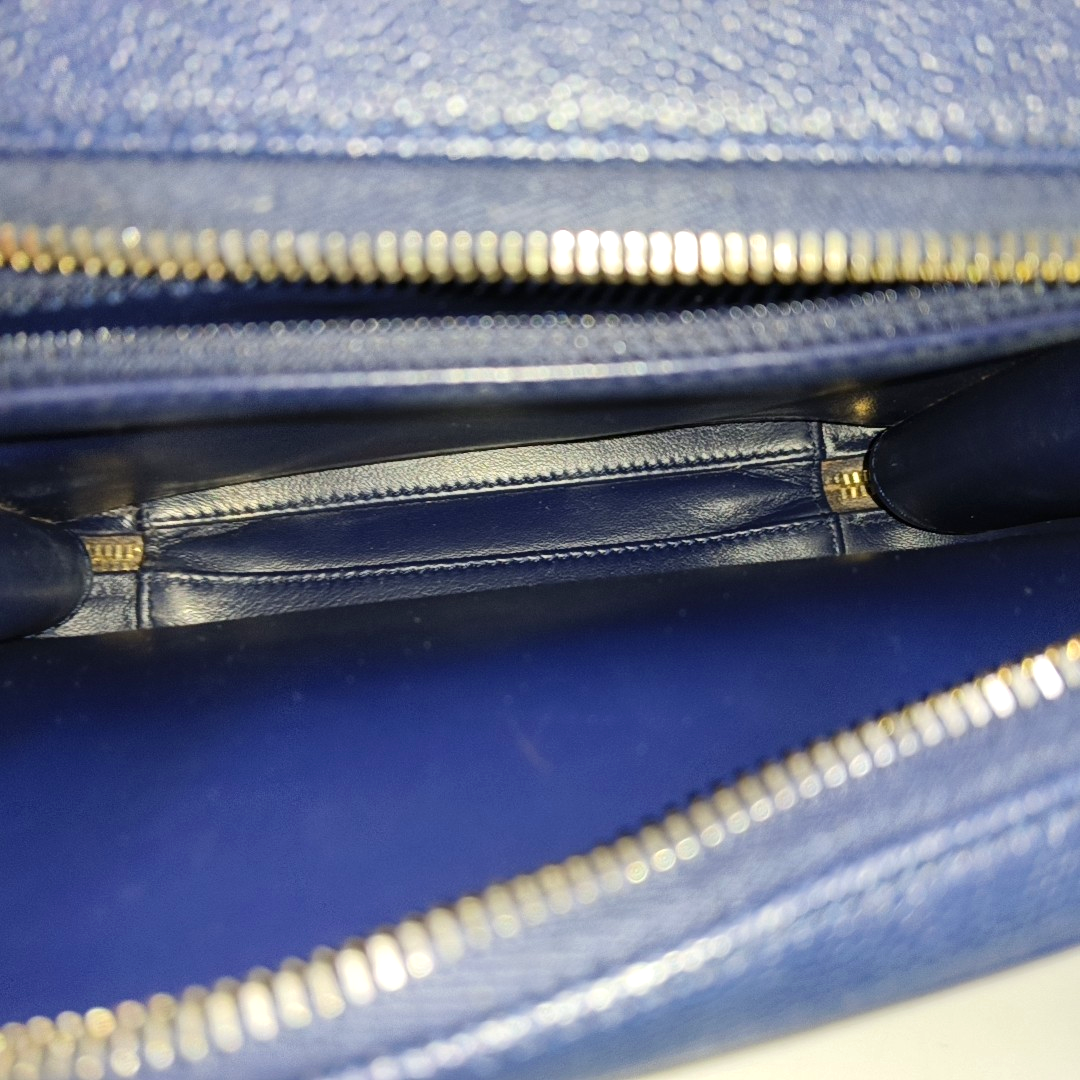 CHANEL FILIGREE Medium Blue Grained Calfskin Quilted Shoulder Bag Tote Crossbody Bag with Detachable Strap Gold Hardware 29 Compartments-(SKU)-961482565