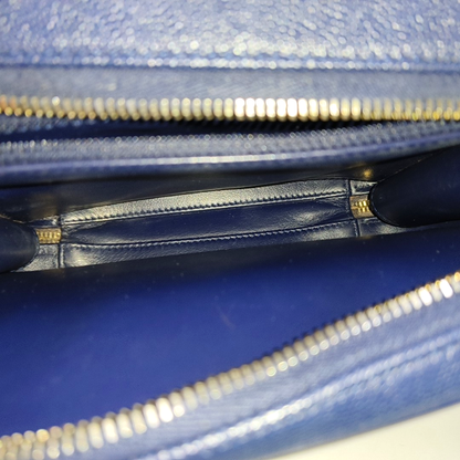 CHANEL FILIGREE Medium Blue Grained Calfskin Quilted Shoulder Bag Tote Crossbody Bag with Detachable Strap Gold Hardware 29 Compartments-(SKU)-961482565