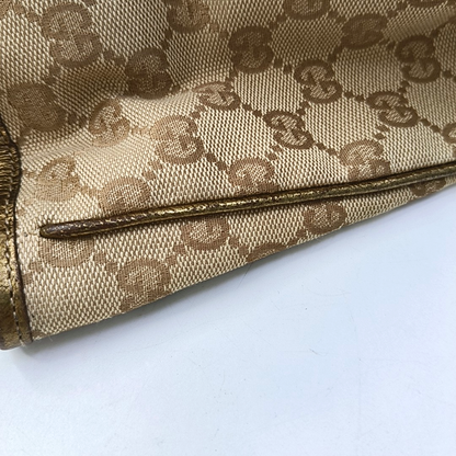 GUCCI Princy Khaki Canvas Monogram Tote Bag Single Shoulder Bag Golden hardware-(SKU)-960034961