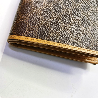CELINE Dark Brown Coated Canvas Triumph Wallet Golden hardware-(SKU)-942990685