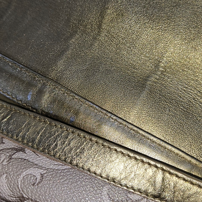 VERSACE Brown Coated Canvas Quilted Single Shoulder Bag Golden hardware-(SKU)-13724290