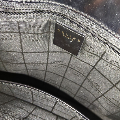 CELINE Black fabric crossbody bag shoulder bag Silver Hardware-(SKU)-946436005