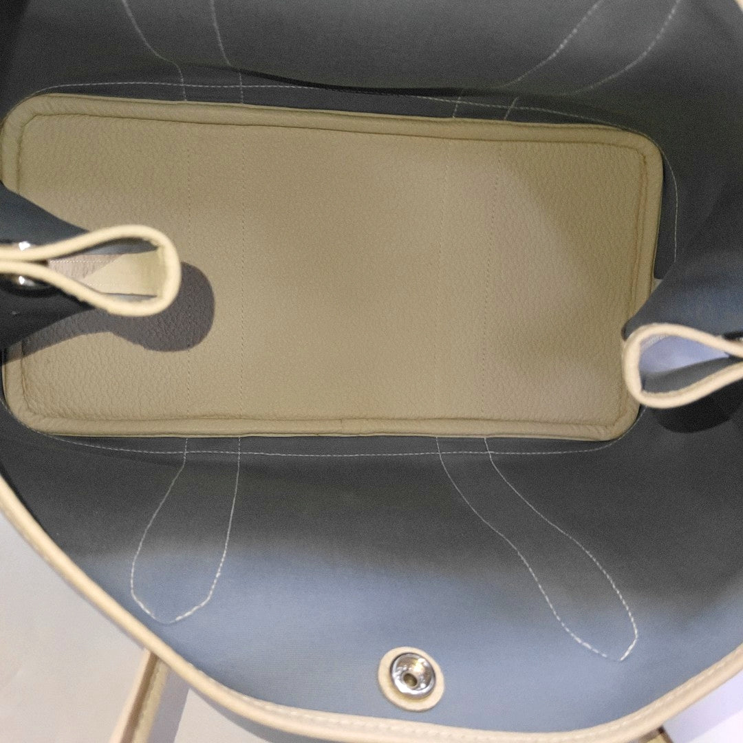 HERMÈS Garden Party 36 Linen Blue Canvas Garden Bag Handbag Silver Hardware X-(SKU)-968910580