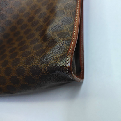 CELINE Brown Coated Canvas Triumph Clutch Golden hardware-(SKU)-946249949