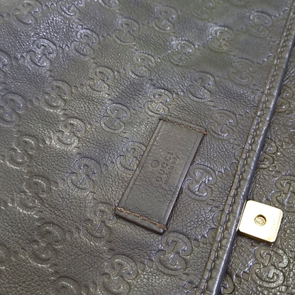GUCCI Dark Brown Cowhide Monogram Stamped Crossbody Bag Single Shoulder Bag Golden hardware-(SKU)-958917159