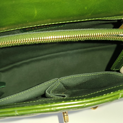 CHANEL COCO HANDLE Large Green Calfskin Quilted V Pattern Single Shoulder Bag Handbag Detachable Strap-(SKU)-963065464