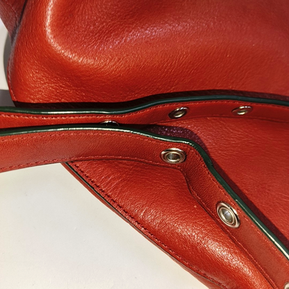 COACH DUFFLE Red Leather Carriage Shoulder Bag Silver Hardware Removable shoulder strap-(SKU)-939673565