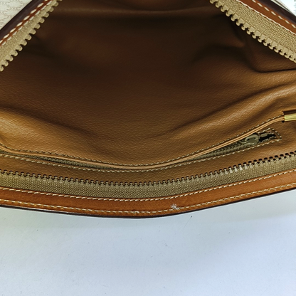 CELINE MACADAM CLUTCHES Beige Coated Canvas Triumph Handbag Brown Hardware-(SKU)-951569152