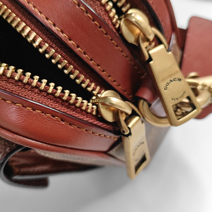 COACH WILLOW 20 Brown Leather Vintage Shoulder and Crossbody Bag Golden hardware Removable shoulder strap-(SKU)-943456010