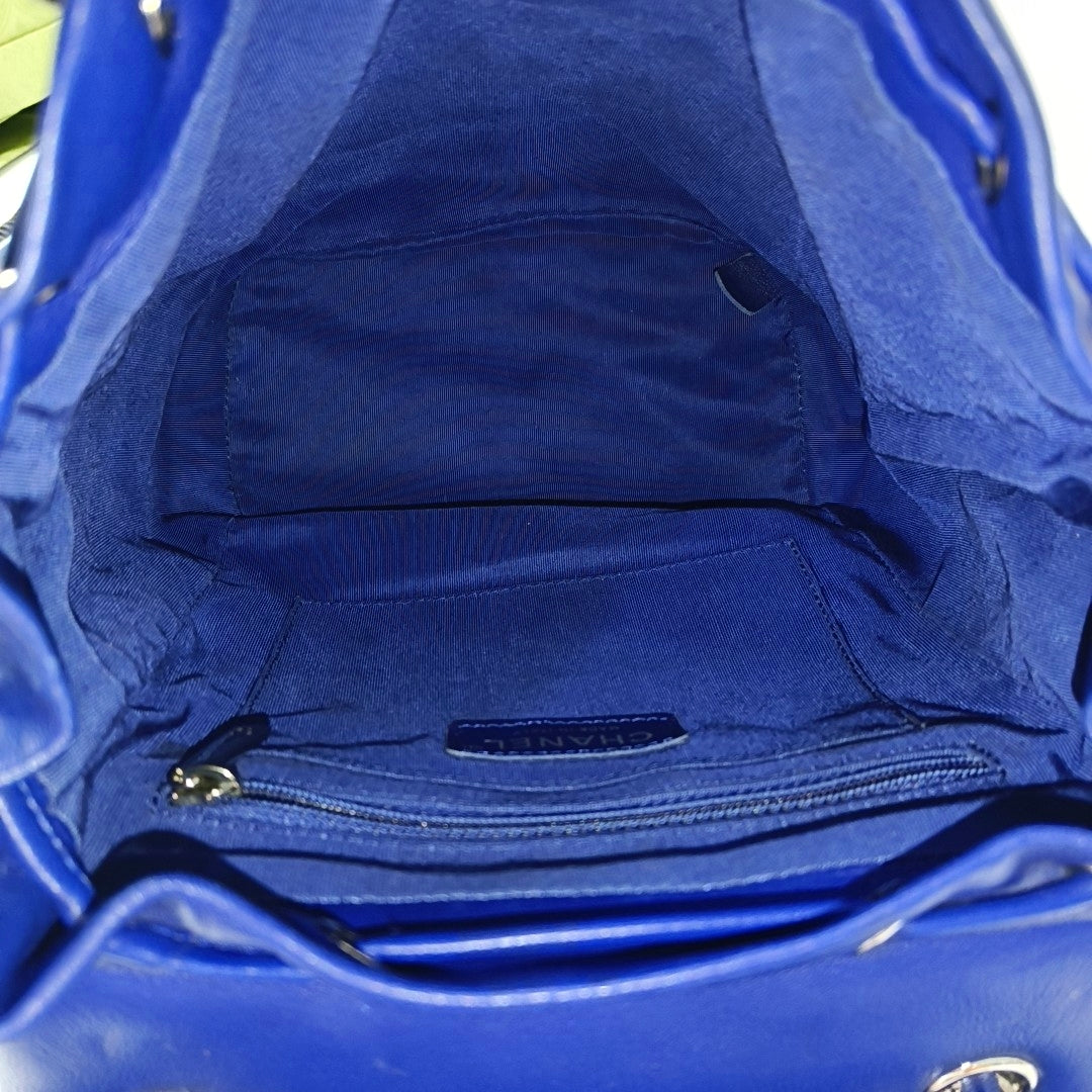 CHANEL URBAN SPIRIT Deep Blue Lamb Leather Quilted Backpack with Silver Hardware-(SKU)-968660707