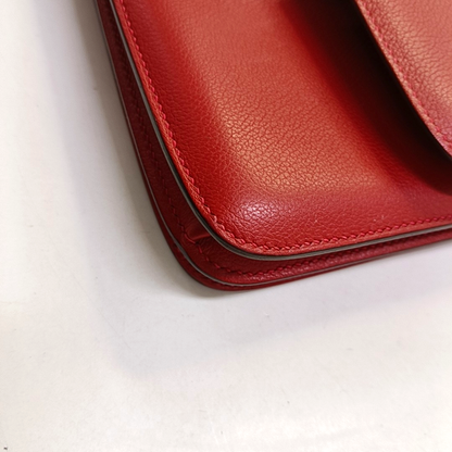 HERMÈS 2002 26 Red Evercolor Calfskin Crossbody Shoulder Bag with Silver Hardware, C-(SKU)-951512594