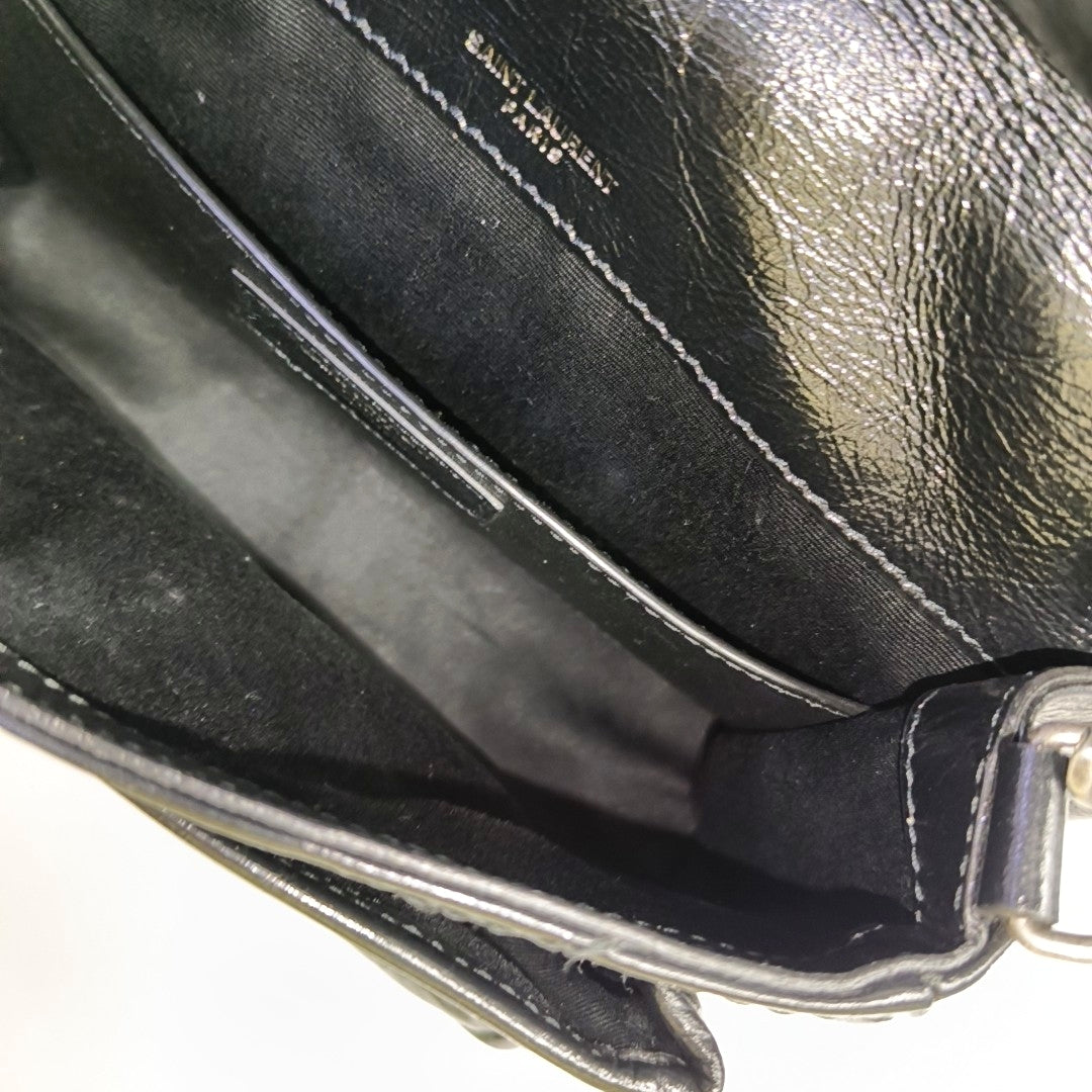 YSL NIKI Mini Black Leather Quilted V-Stitch Shoulder Bag Black Ruthenium Hardware-(SKU)-968856026