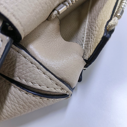 LOEWE Puzzle Small Khaki Calfskin Embossed Geometric Bag, Crossbody, Shoulder Bag, and Tote with Silver Hardware Removable Strap-(SKU)-963859842