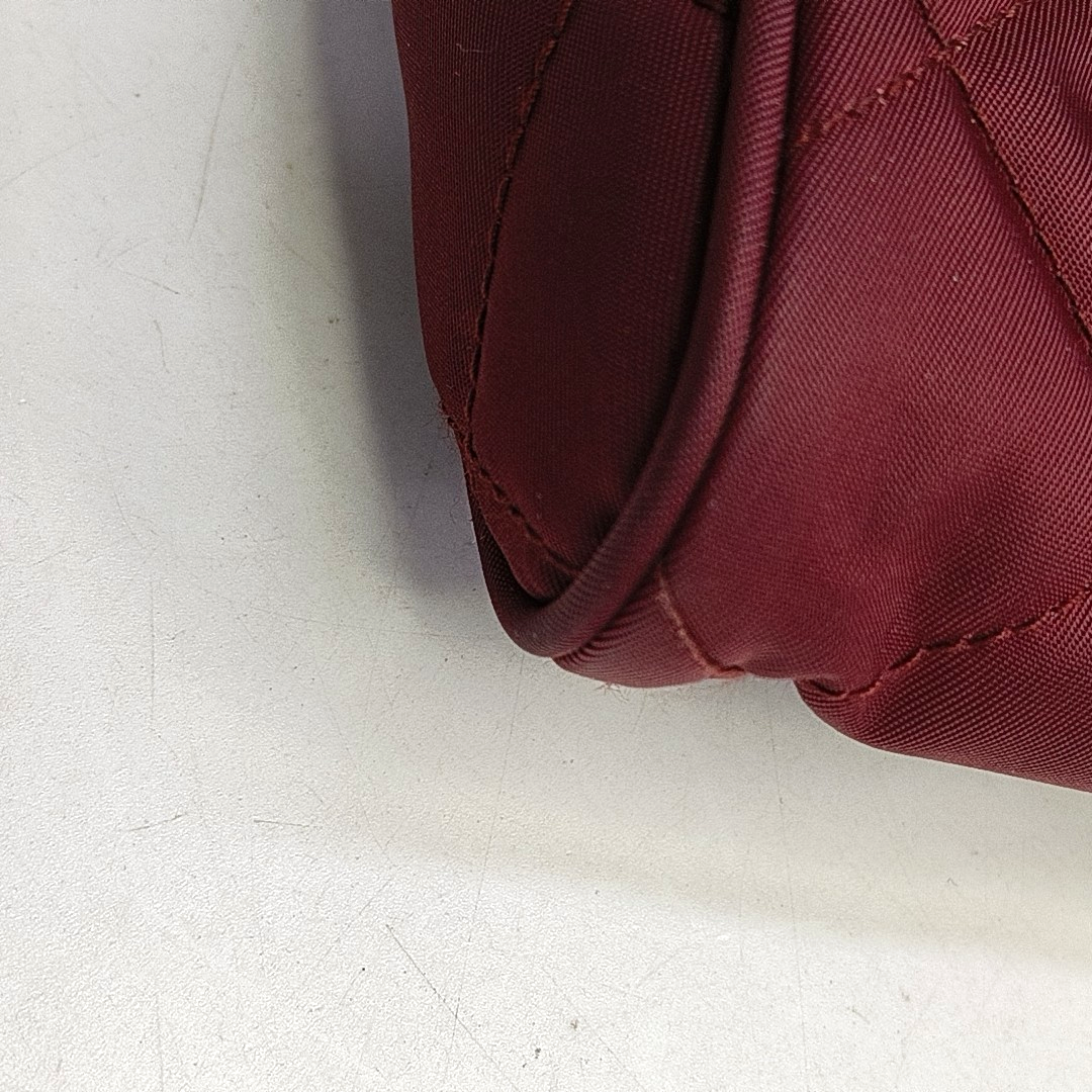 PRADA Burgundy Fabric Quilted Single Shoulder Bag Crossbody Bag Silver Hardware Removable shoulder strap-(SKU)-952724345