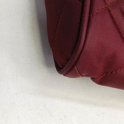 PRADA Burgundy Fabric Quilted Single Shoulder Bag Crossbody Bag Silver Hardware Removable shoulder strap-(SKU)-952724345