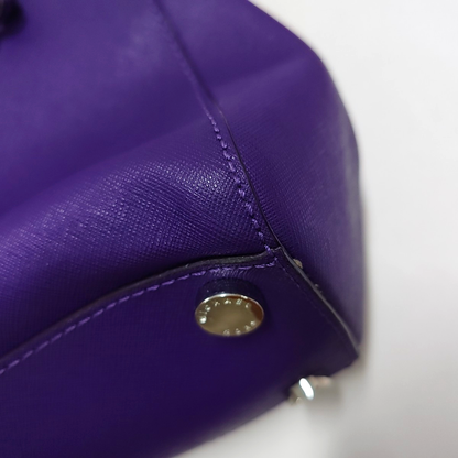 MICHAEL KORS Small size Purple Leather Textured Studs Single Shoulder Bag Handbag Crossbody Silver Hardware Removable shoulder strap-(SKU)-930756966