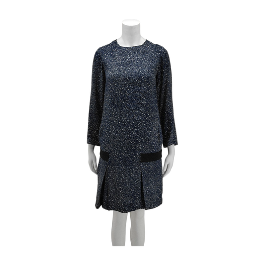 Chloé Scode Spring Autumn Dark Blue Mulberry Silk Women's Long Sleeve Long Dress-(SKU)-936572052