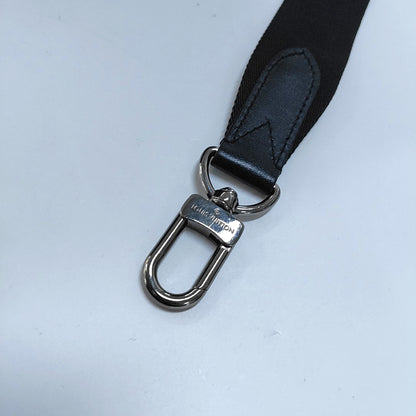 LOUIS VUITTON KEEPALL Black Coated Canvas Monogram Black Samurai Crossbody Bag Shoulder Bag Silver Hardware Removable Strap-(SKU)-965838556