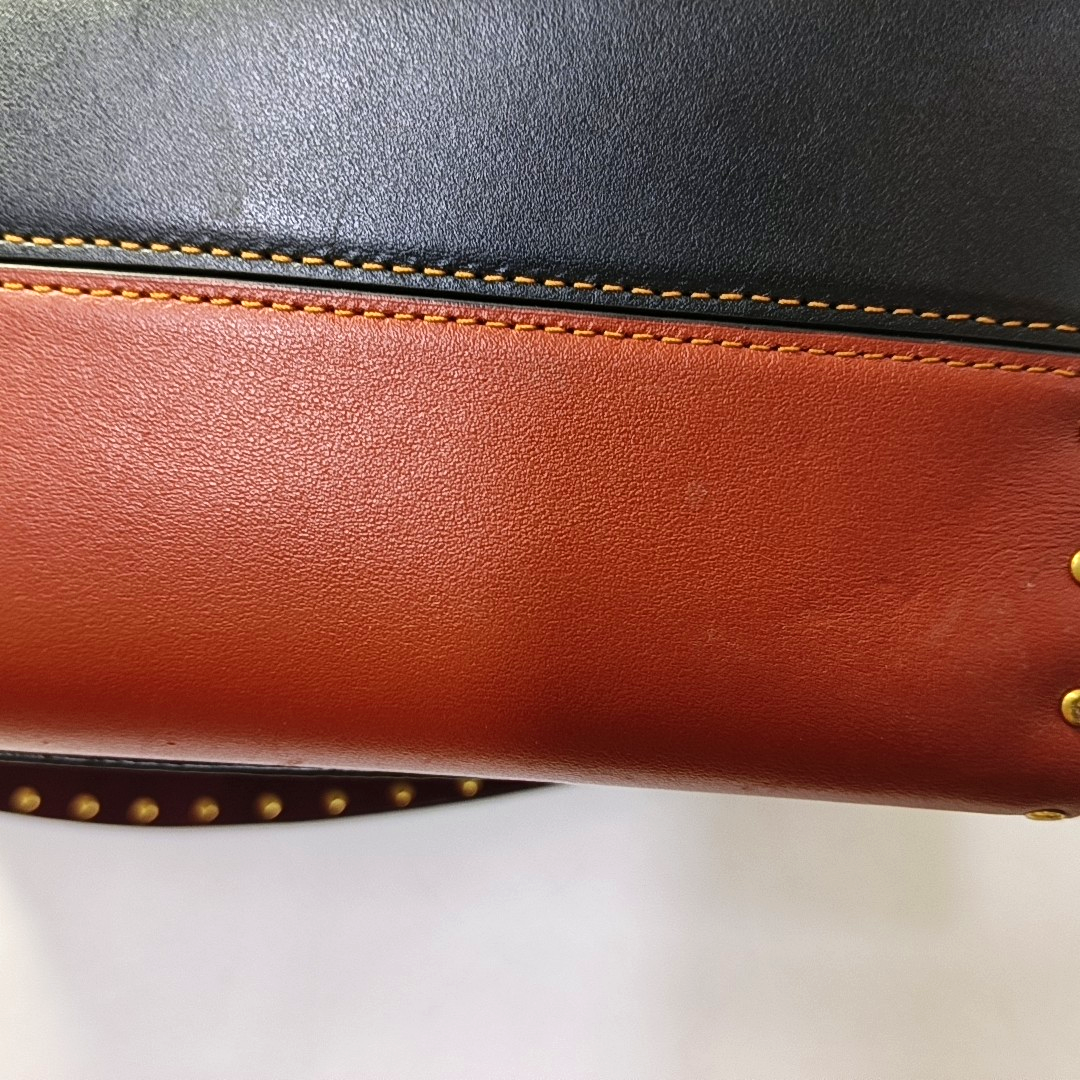 COACH PARKER 26 Black Calfskin Leather Monogrammed Stud Single Shoulder Bag with Crossbody Golden Silver Hardware-(SKU)-942966572