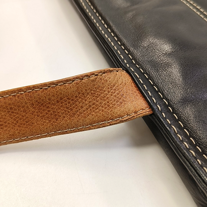 LOEWE Black Leather Embossed Single Shoulder Bag Ruthenium color hardware-(SKU)-959373391