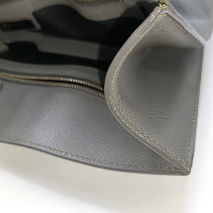 PRADA Tote bag Gray Cowhide Crosshatch Pattern Handbag, Single Shoulder Bag, Crossbody Ruthenium color hardware-(SKU)-951947159