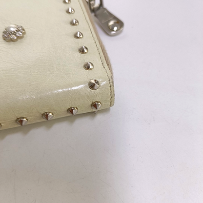 Miu Miu Beige Cowhide Studs Handbag Silver Hardware-(SKU)-957040349