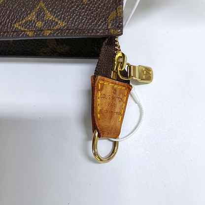 LOUIS VUITTON VOYAGE Brown Coated Canvas Monogram Cosmetic Bag Clutch Golden hardware-(SKU)-959441857