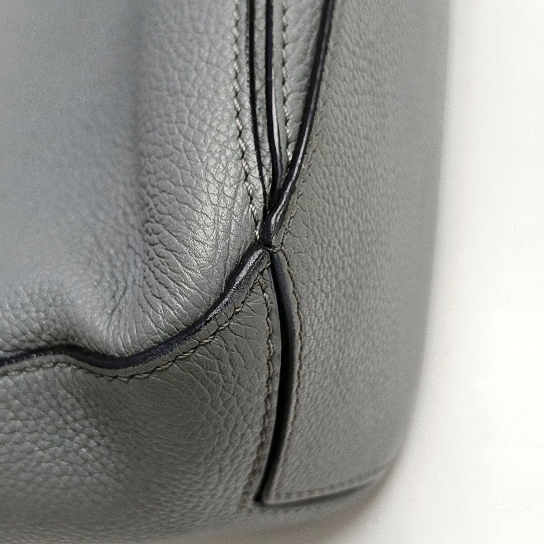 LOEWE Puzzle Blue Gray Leather Quilted Backpack Single Shoulder Bag with Silver Hardware Removable Strap-(SKU)-970868873