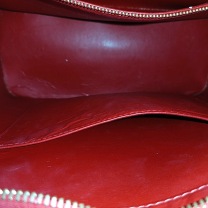 LOUIS VUITTON HOUSTON Red Lacquered Leather Texture Handbag Shoulder Bag Golden hardware Vintage model-(SKU)-943924336