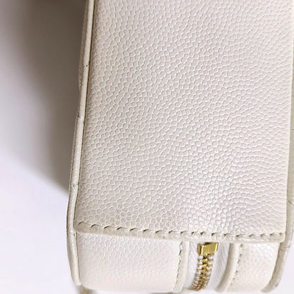 CHANEL SURPIQUE White Calfskin Quilted Monogram Crossbody Single Shoulder Bag with Gold Hardware-(SKU)-966839667