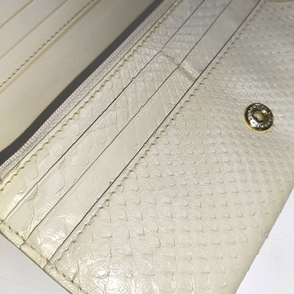 BURBERRY White snake skin wallet Golden hardware-(SKU)-935689724