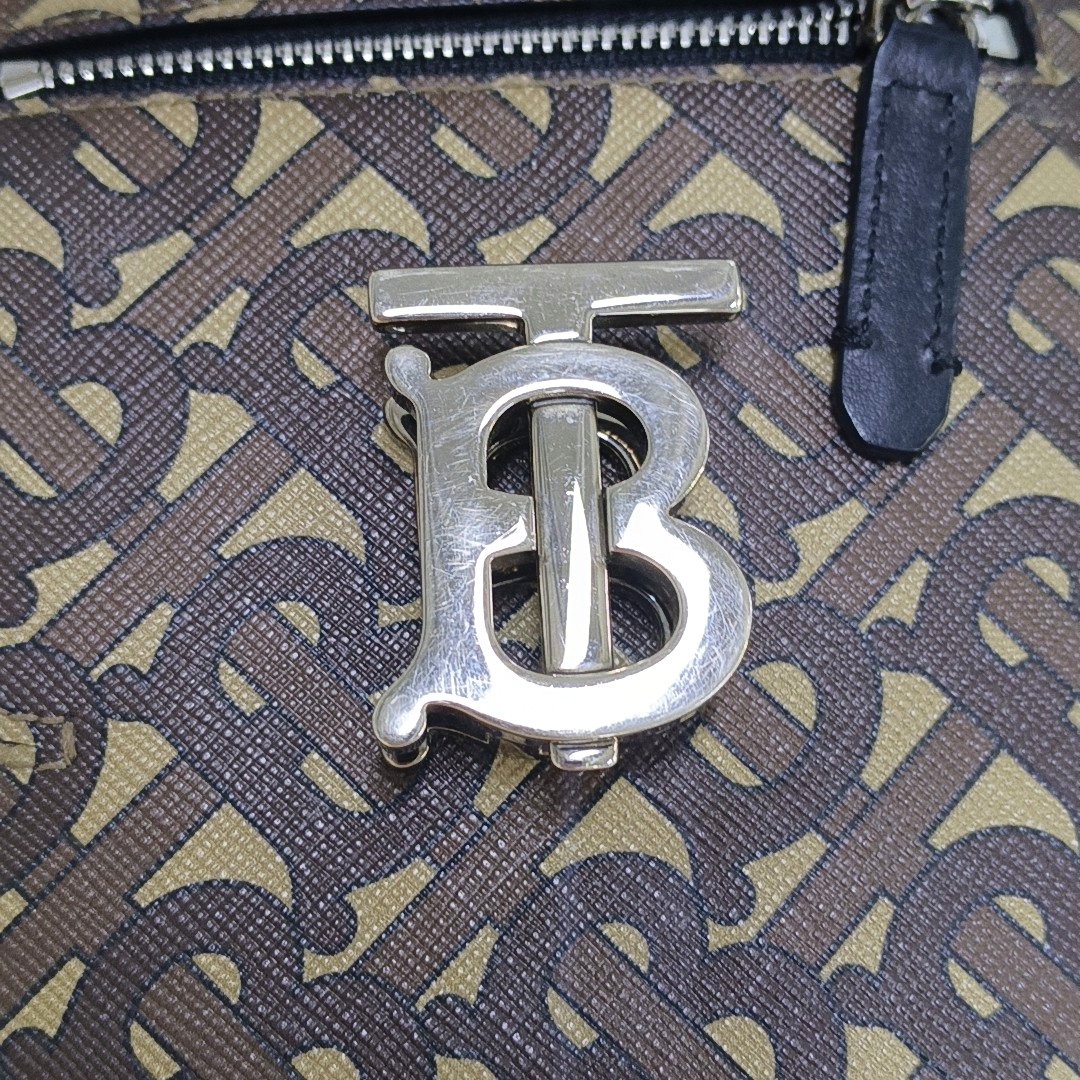 BURBERRY Robin 棕色涂层帆布TBSingle Shoulder Bag Crossbody Bag Silver Hardware Removable shoulder strap-(SKU)-960367103