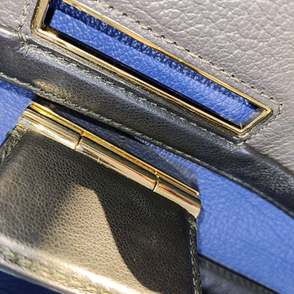 FURLA Blue cowhide single shoulder bag Golden hardware Removable shoulder strap-(SKU)-14420389