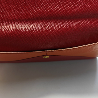 PRADA Red cowhide logo cross-grain wallet Golden hardware-(SKU)-936291107