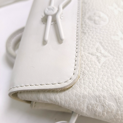 LOUIS VUITTON STEAMER Extra Small Size White Calfskin Monogram Embossed Crossbody Shoulder Bag Black Hardware Removable Shoulder Strap-(SKU)-961736730