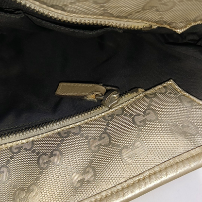 GUCCI GG Imprime Silver Coated Canvas Monogram Shoulder Bag Handbag Silver Hardware-(SKU)-957584035