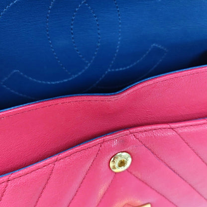 CHANEL 2.55 Small, red lamb skin, quilted V pattern, chain strap, gold hardware, size 23-(SKU)-971107723